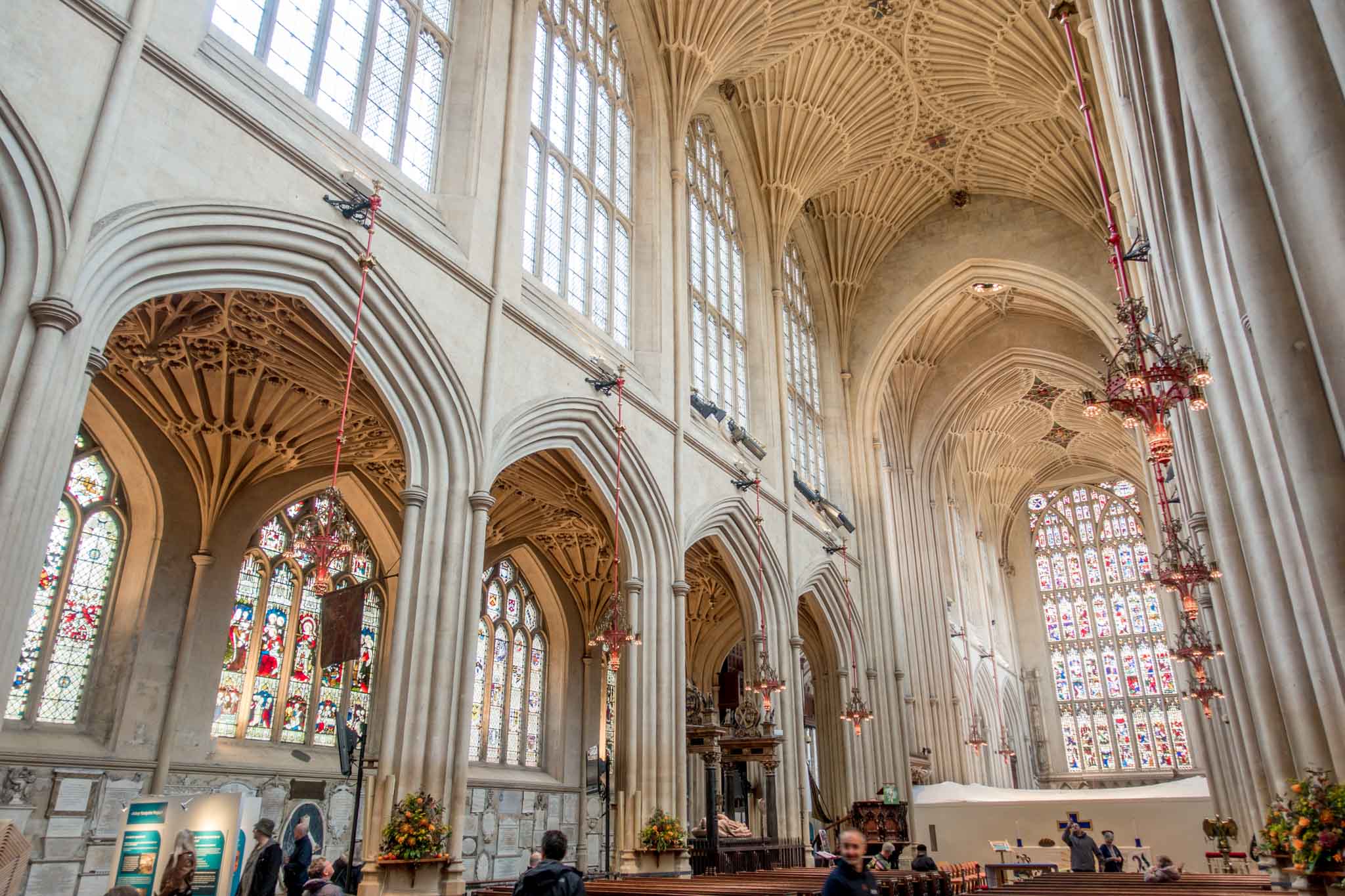 The interior of the Bath Abbey in England.