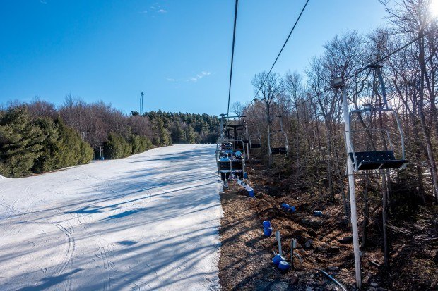 Long shadows at the end of the day at Big Boulder Ski Area.