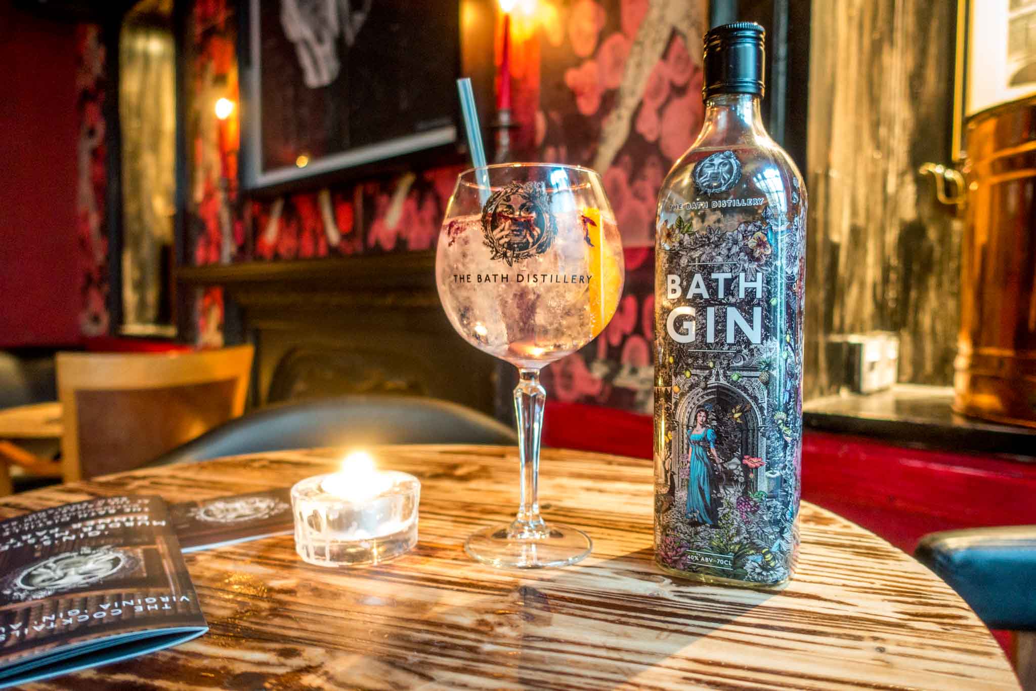 Sampling gins from the Bath Gin Company.