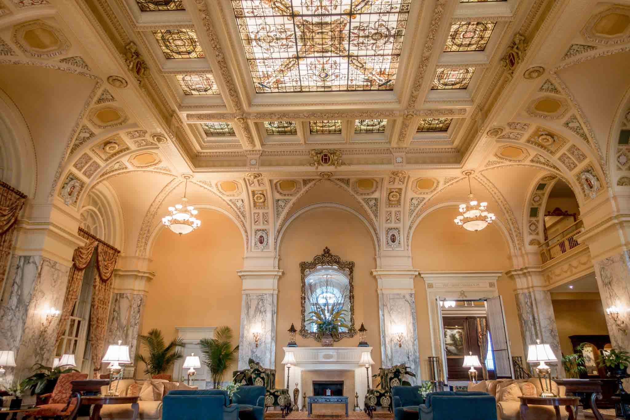 The grand lobby of The Hermitage Hotel Nashville.