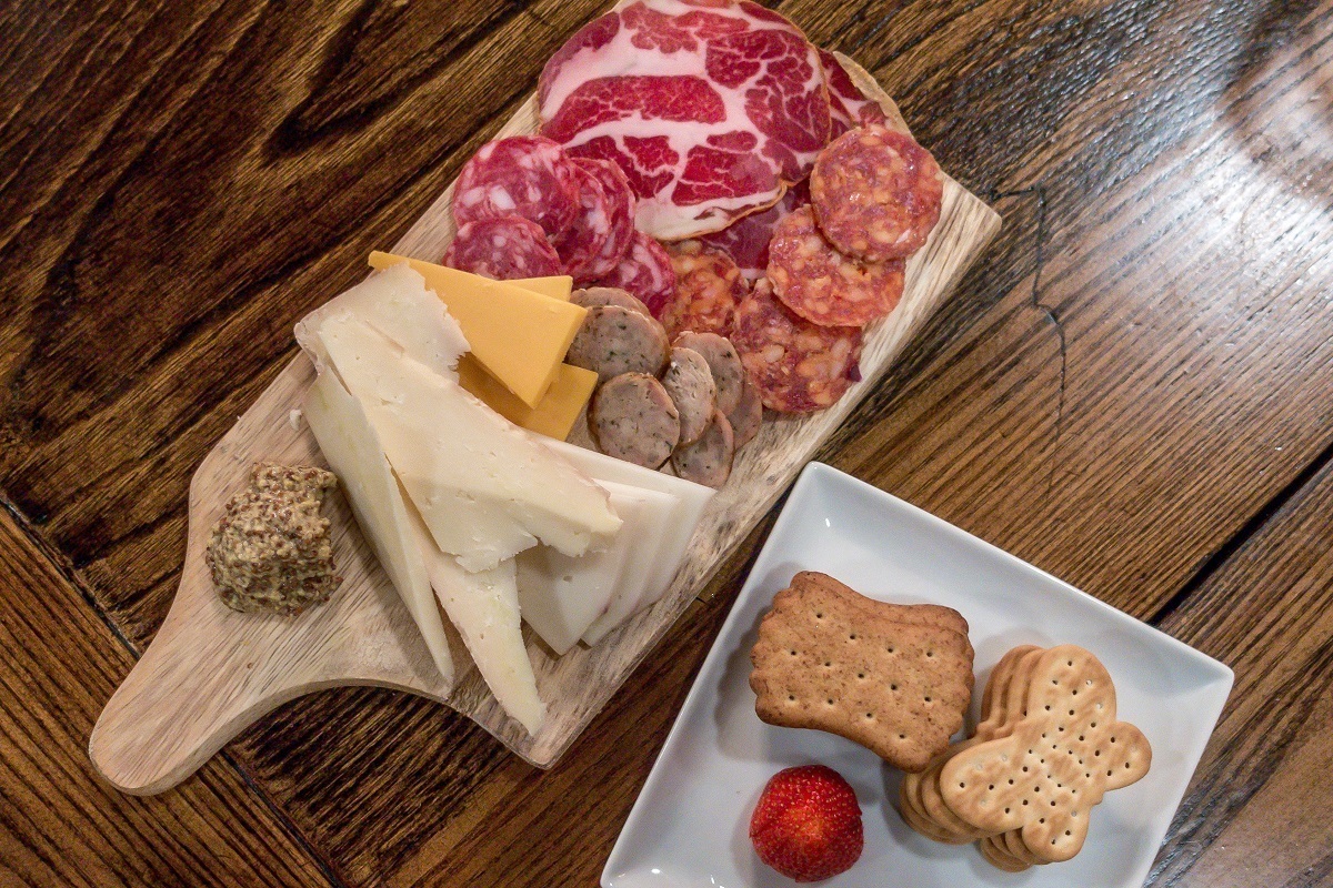 Cheese and charcuterie plate at the Lake View Tavern at the Split Rock Resort.