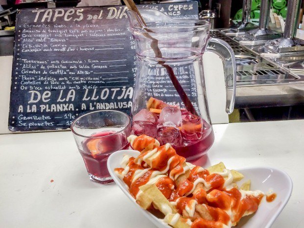 Patatas bravas and sangria in Barcelona, Spain