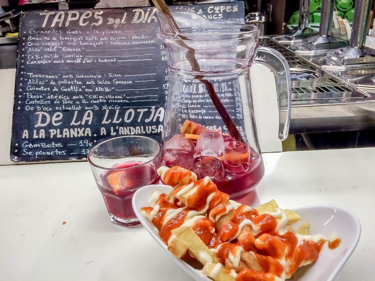 Patatas bravas and sangria in Barcelona, Spain