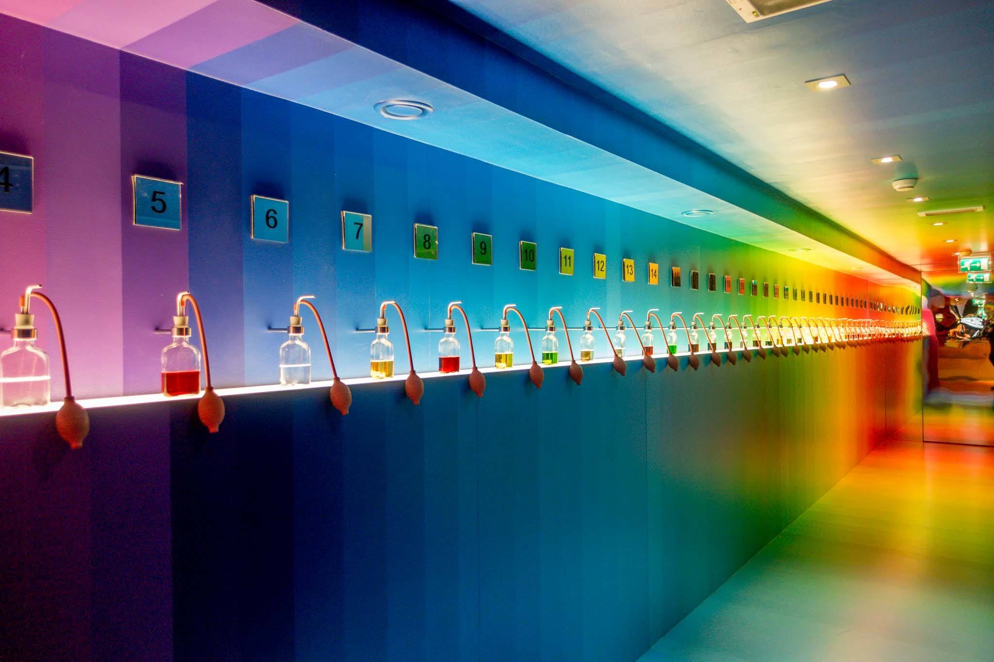 One of the colorful exhibits at House of Bols, one of the top drinking-related Amsterdam tourist attractions
