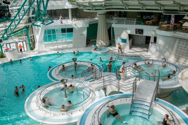 The pool pods at the Caldea spa in Andorra, one of Europe's largest spas.