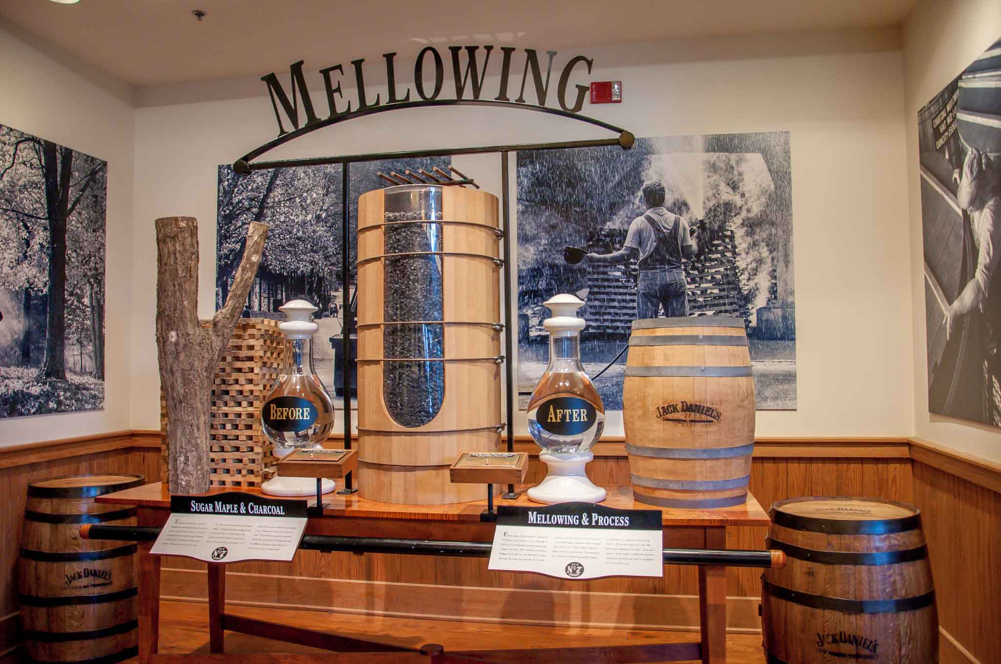 One of the displays of grain at Jack Daniels distillery. A visit here is a great day trip from Nashville and one of the best Nashville Tennessee points of interest.