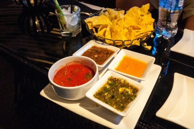 A quartet of salsas at Javier's in Las Vegas.