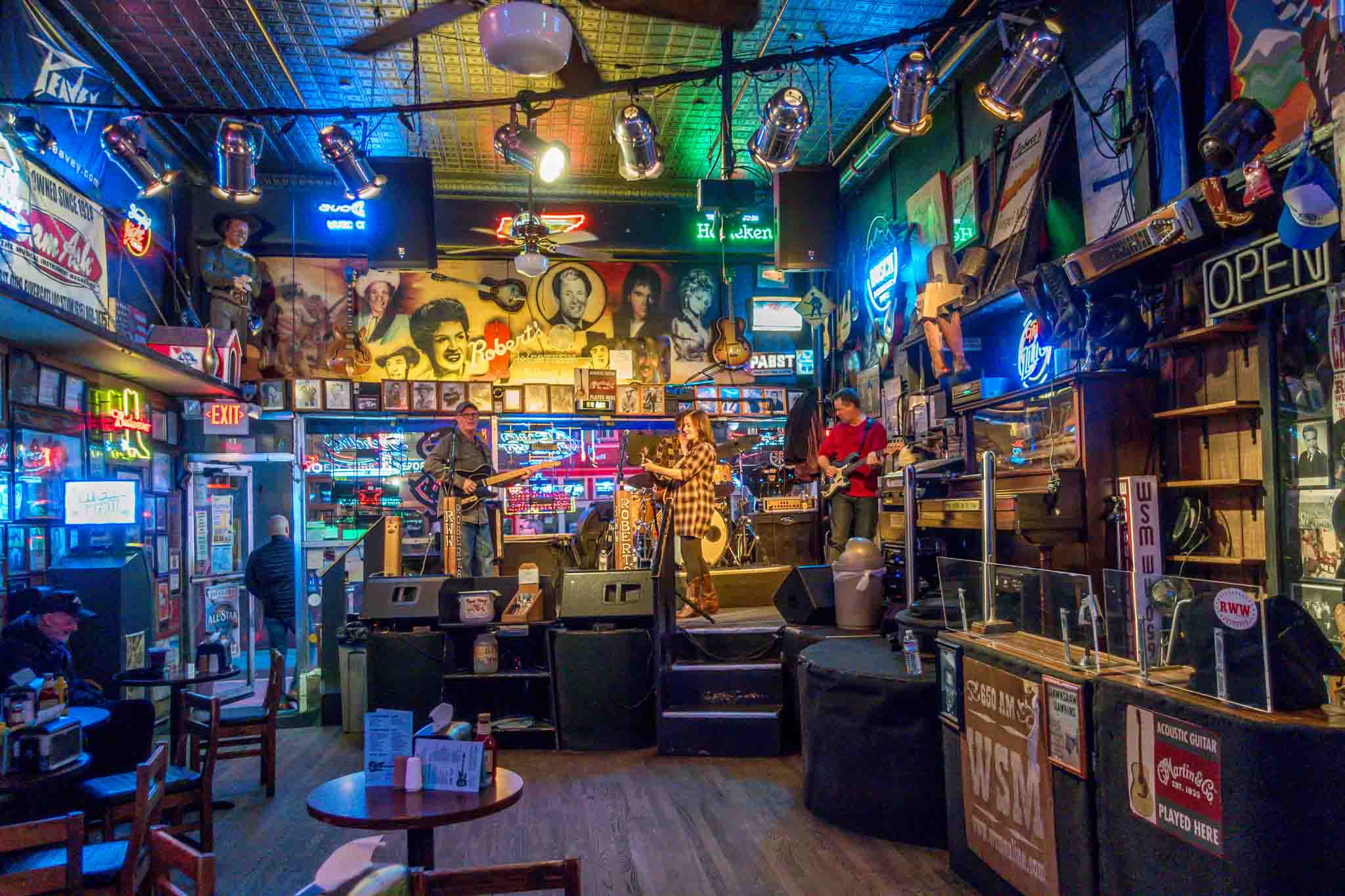The memorabilia-filled Robert's Western honky tonk in Nashville