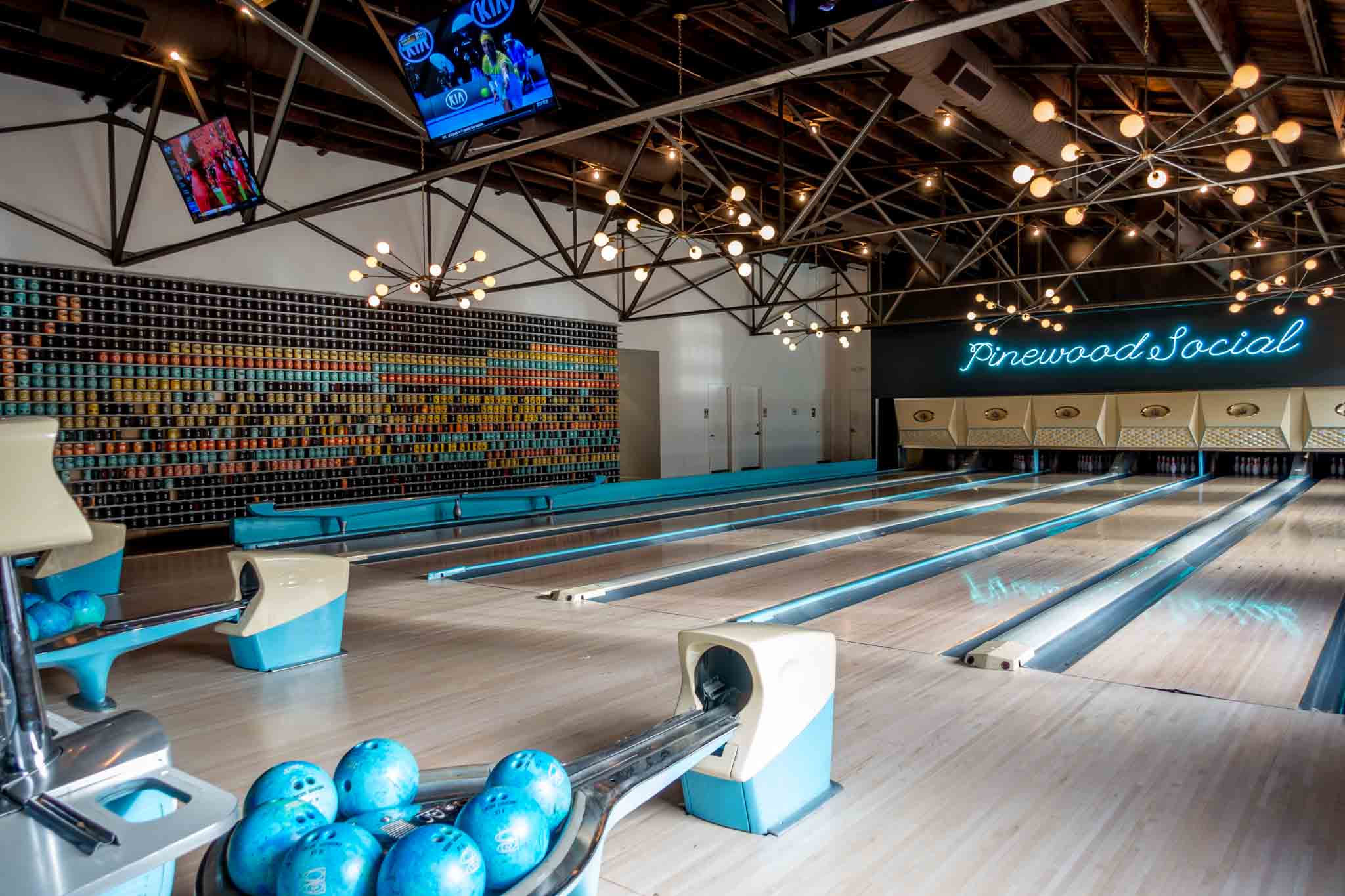 You could spend all day hanging out at Nashville's Pinewood Social. It's what to do in Nashville TN.