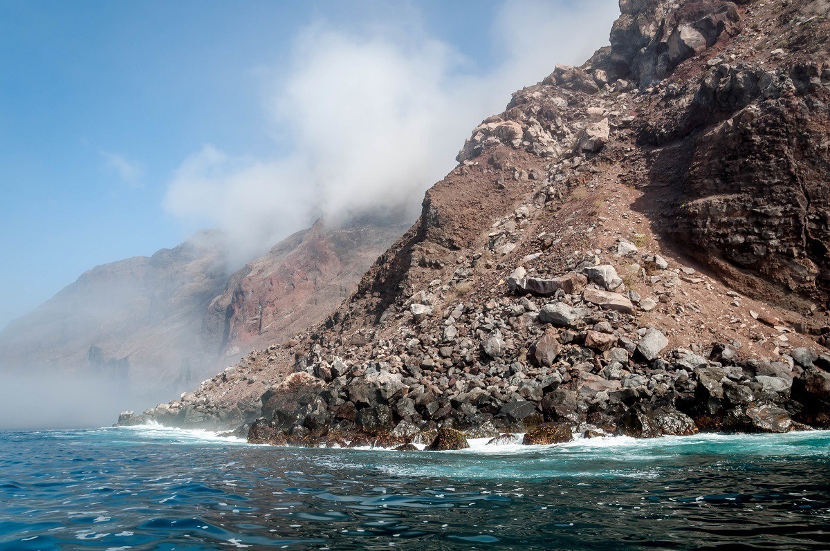 Rocky cliffs dropping to the ocean at Punta Vicente Roca