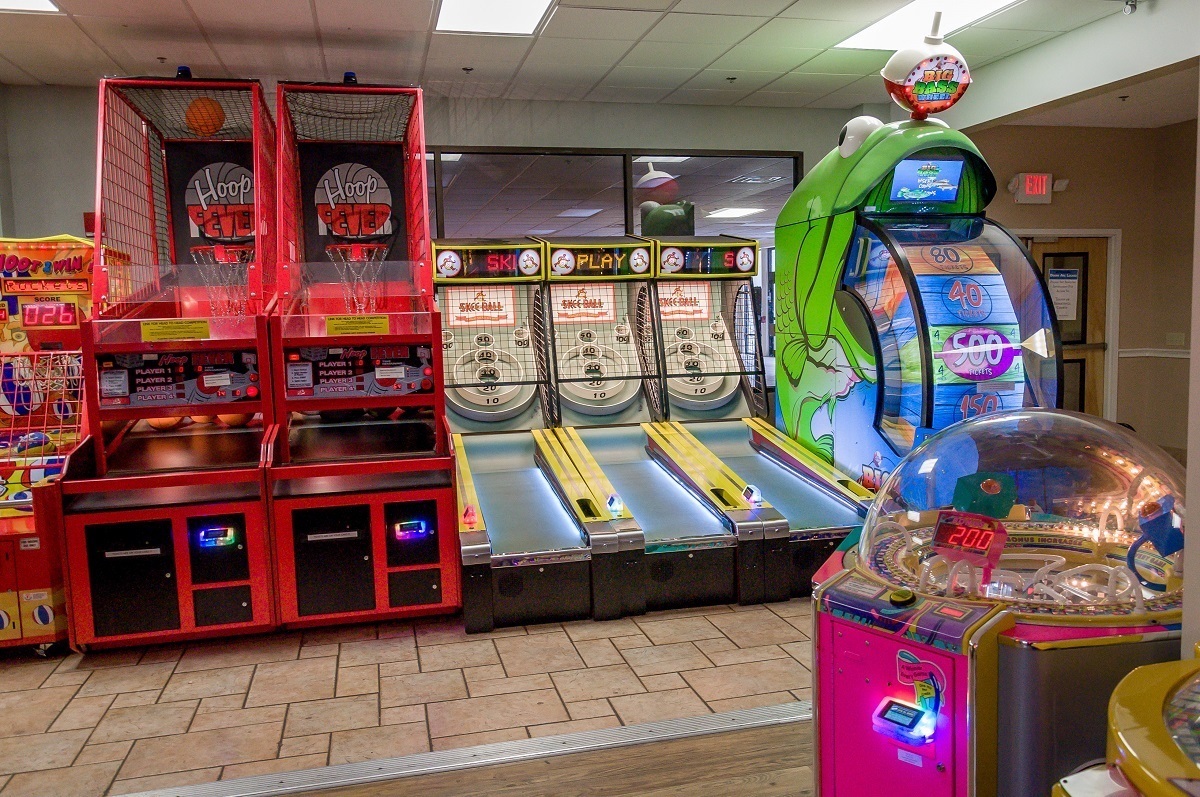 Arcade games at the Split Rock Resort in the Poconos Mountains.