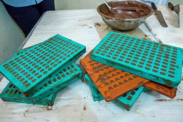 Chocolate molds at Chocal chocolate cooperative