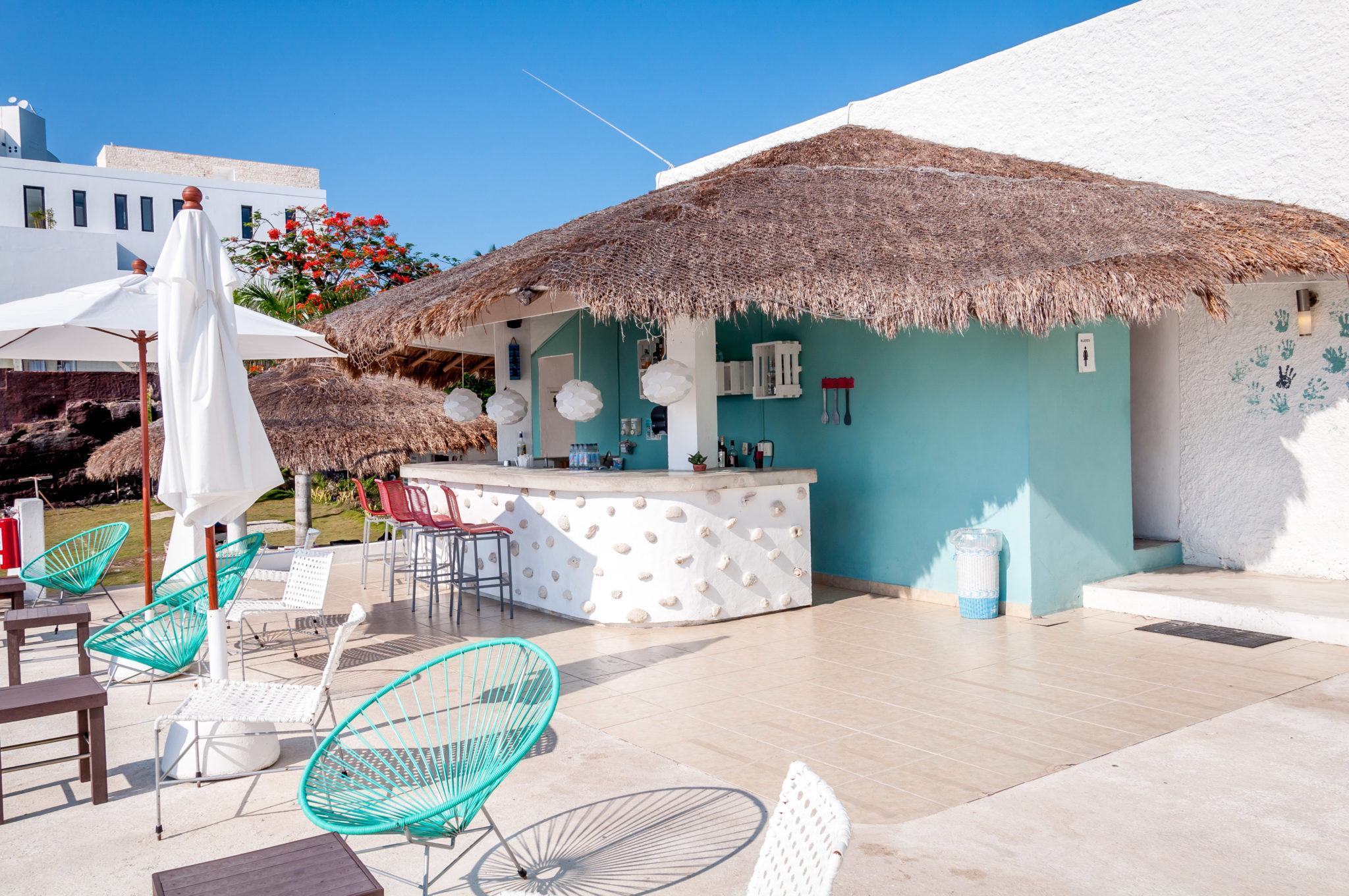 The pool bar at the Hotel B in Cozumel.