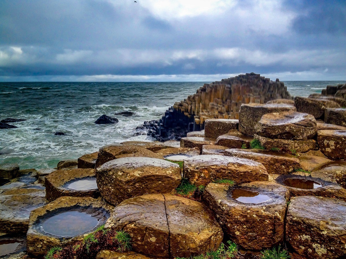 Rocks and ocean at Giant's Causeway, a highlight of a self drive Ireland itinerary