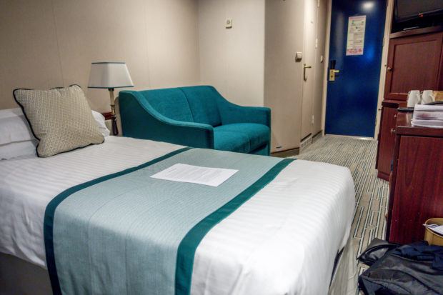 Oceanview cabin on Fathom's Adonia cruise ship, which sails to Cuba and the Dominican Republic