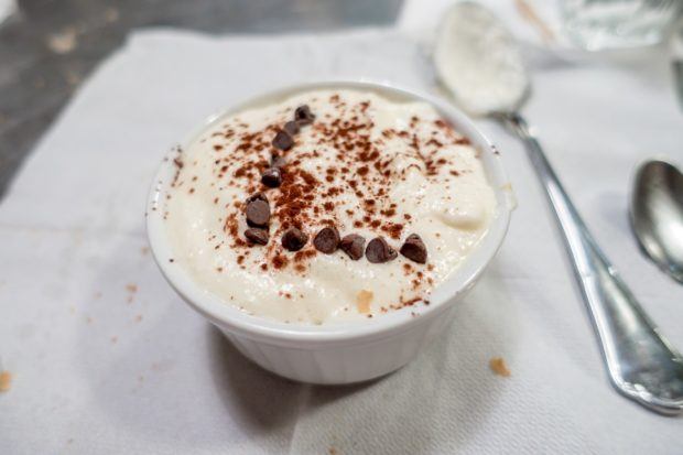 Individual portion of tiramisu made during Cooking with Nonna, a great cooking class in Rome, Italy