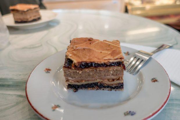 The delicious, multi-layered flodni is a traditional pastry. It's a must-try on any visit to the Budapest Jewish Quarter.