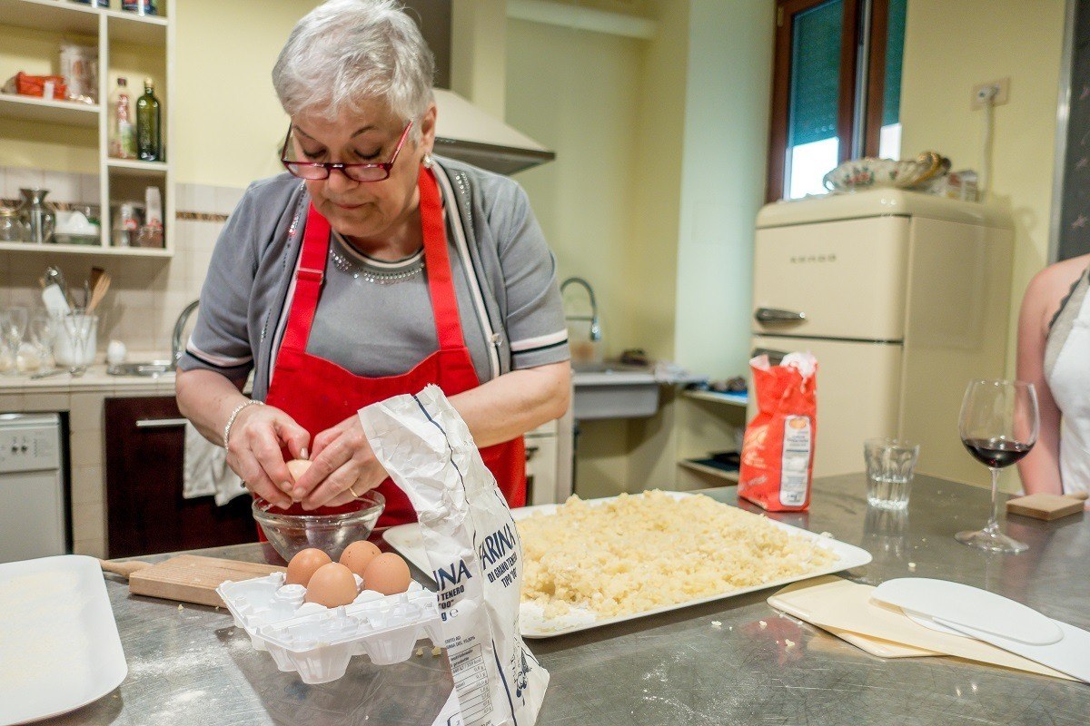 Making gnocchi at part of Eating Italy's Cooking with Nonna, a cooking class in Rome with an Italian grandmother