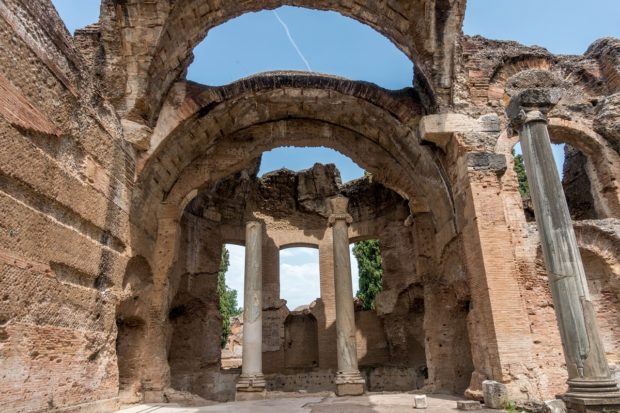 The Heliocaminus Baths are some of the most in-tact structures at Hadrian's Villa. The structures were built in the second century AD in Tivoli, Italy.