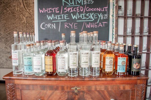 The offerings from Big Springs Spirits in Bellefonte, Pennsylvania. Big Springs is one of the distilleries on the Central PA Tasting Trail