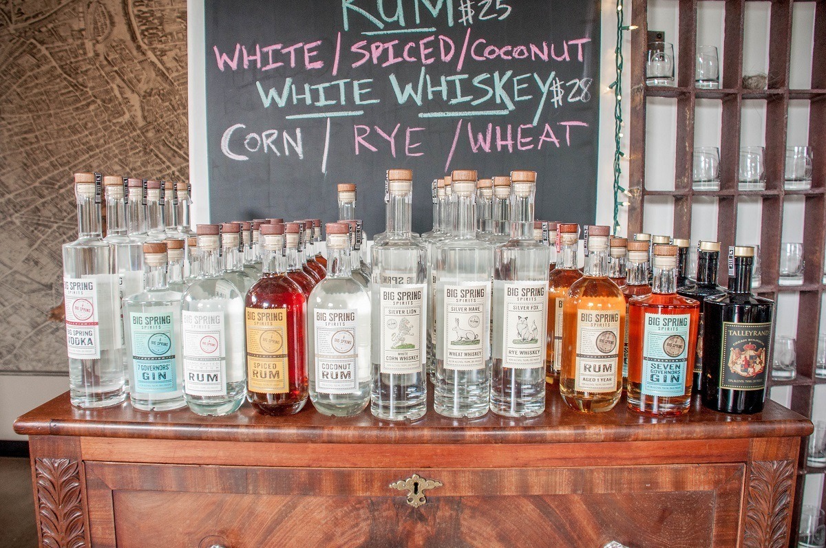 Bottles of Big Spring Spirits