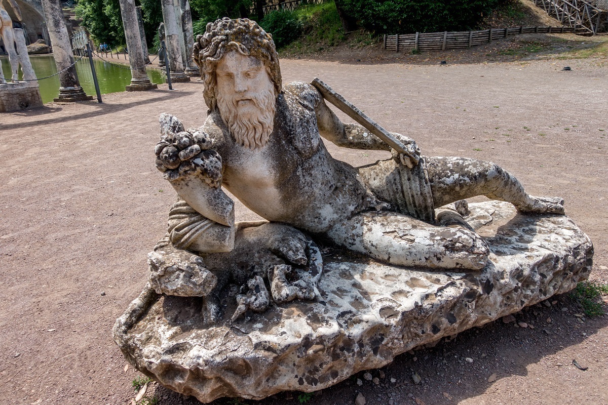 One of the statues at the Canopus pool at Hadrian's Villa, Tivoli, Italy