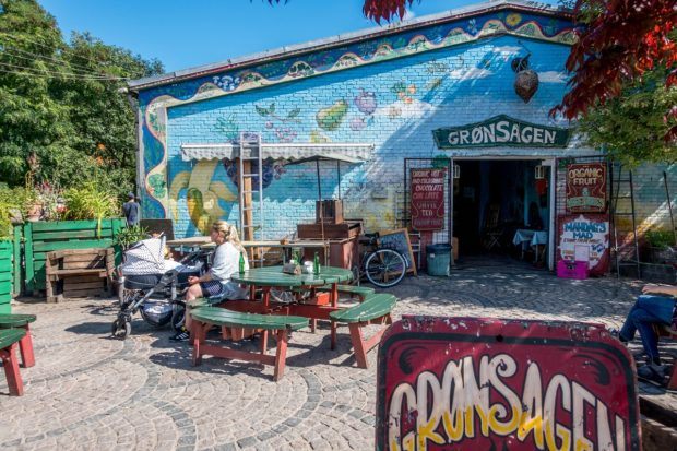 One of the many cafes in Freetown Christiania in Denmark