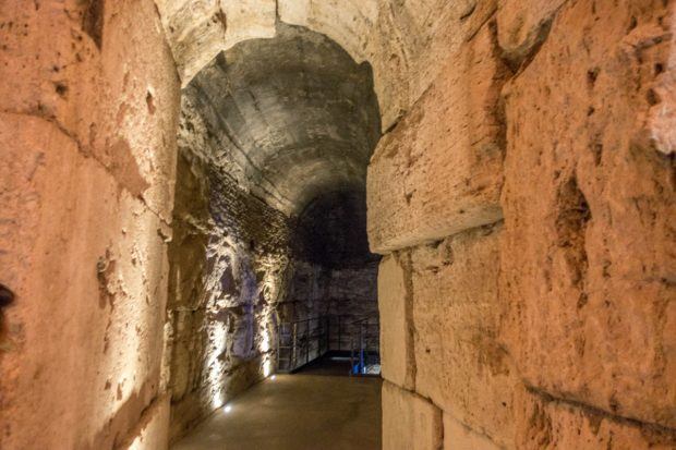 Entering the heart of the Colosseum in Rome, Italy
