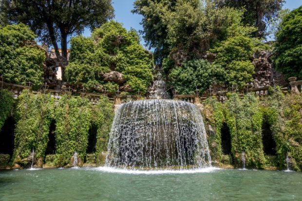 The Fountain of Tivoli, one of the most recognizable fountains in the garden of Villa d'Este in Tivoli