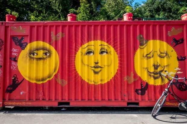 A riff on the community's flag -- the dots represent the three "i"s in "Christiania"