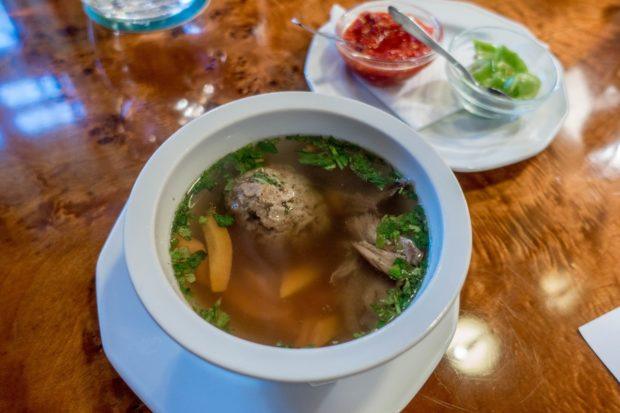 Goose matzo ball soup is a traditional Hungarian food influenced by Jewish culture