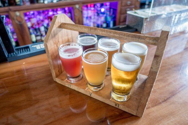Beer tasting at Happy Valley Brewing Company in State College, PA. The brewery is one of 12 stops on the Central PA Tasting Trail.