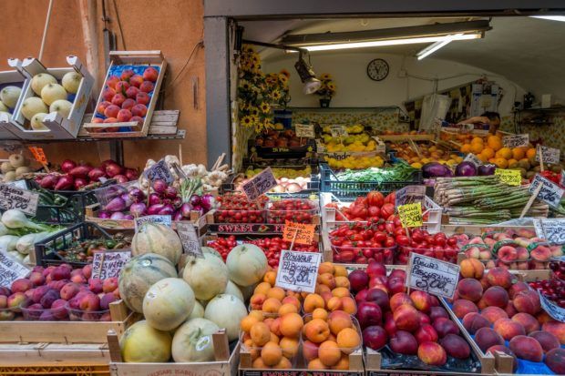 Food stalls in the Quadrilatero Bologna market brim with the freshest Italian produce