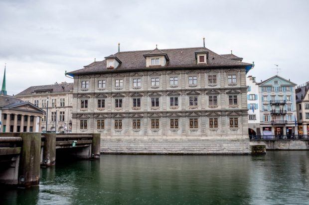 The Zurich Rathaus over the Limmat River.
