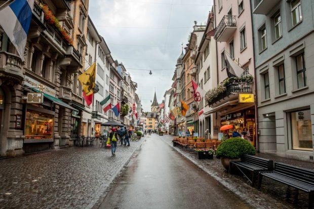 A highlight of the Zurich walking tour is medieval Rennweg Street with its cafes and artisan stores.