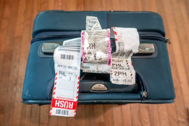 The American Airlines luggage tags as my bag flew around the world.