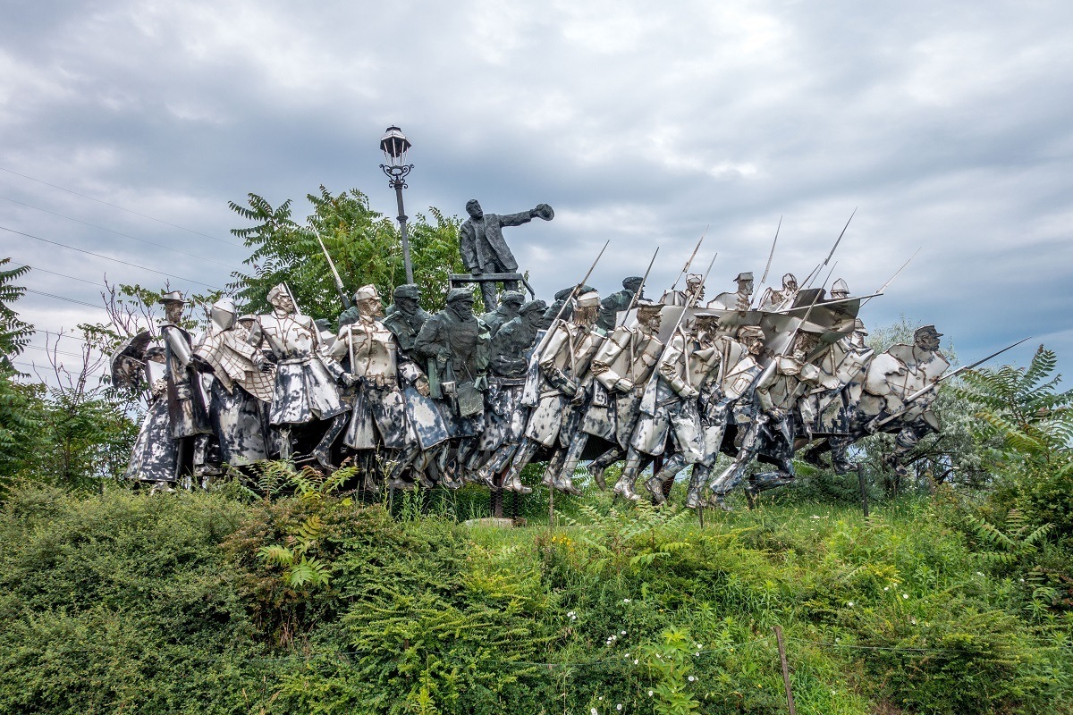 The large Bela Kun Memorial is just one of the great Communist monuments on display at Budapest's Memento Park