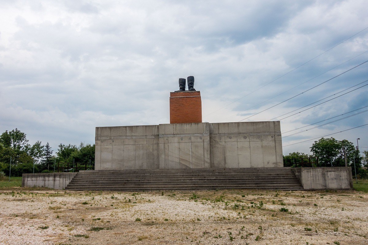 A replica of Stalin's boots stands as a reminder of Communism and the will of the people outside Memento Park in Budapest, Hungary
