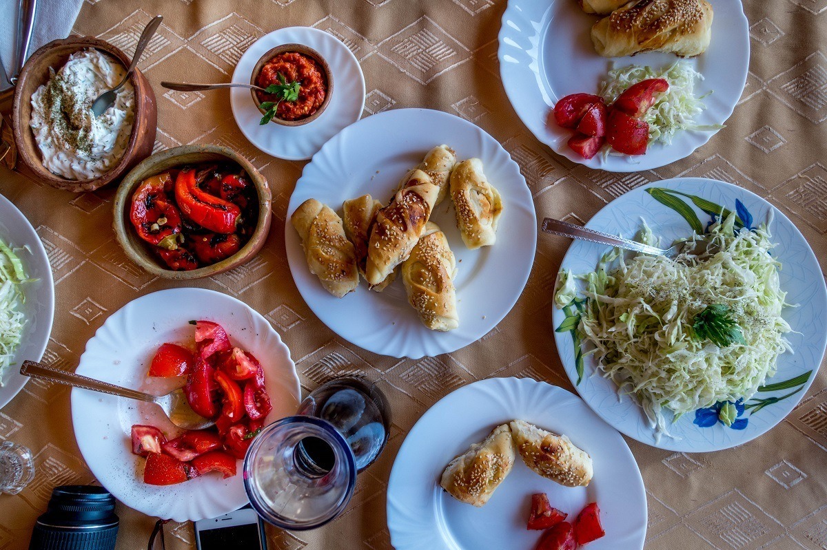 Plates full of Macedonian food