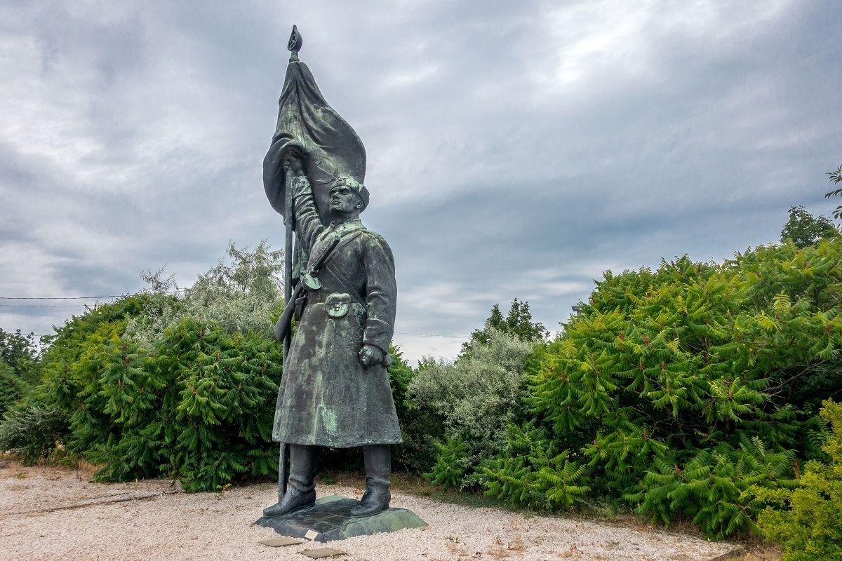Soviet soldier "liberating" the Hungarian people at Memento Park in Budapest, Hungary