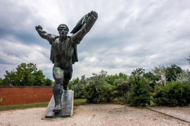 The Republic of Councils Monument is one of the most notable statues at Memento Park in Budapest, Hungary