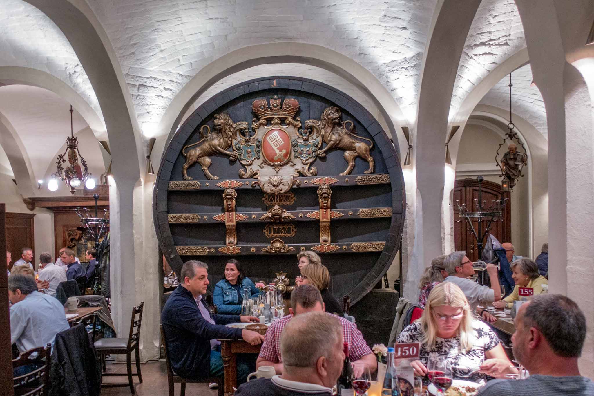 The Bremer Ratskeller restaurant is below the Bremen Town Hall in Germany