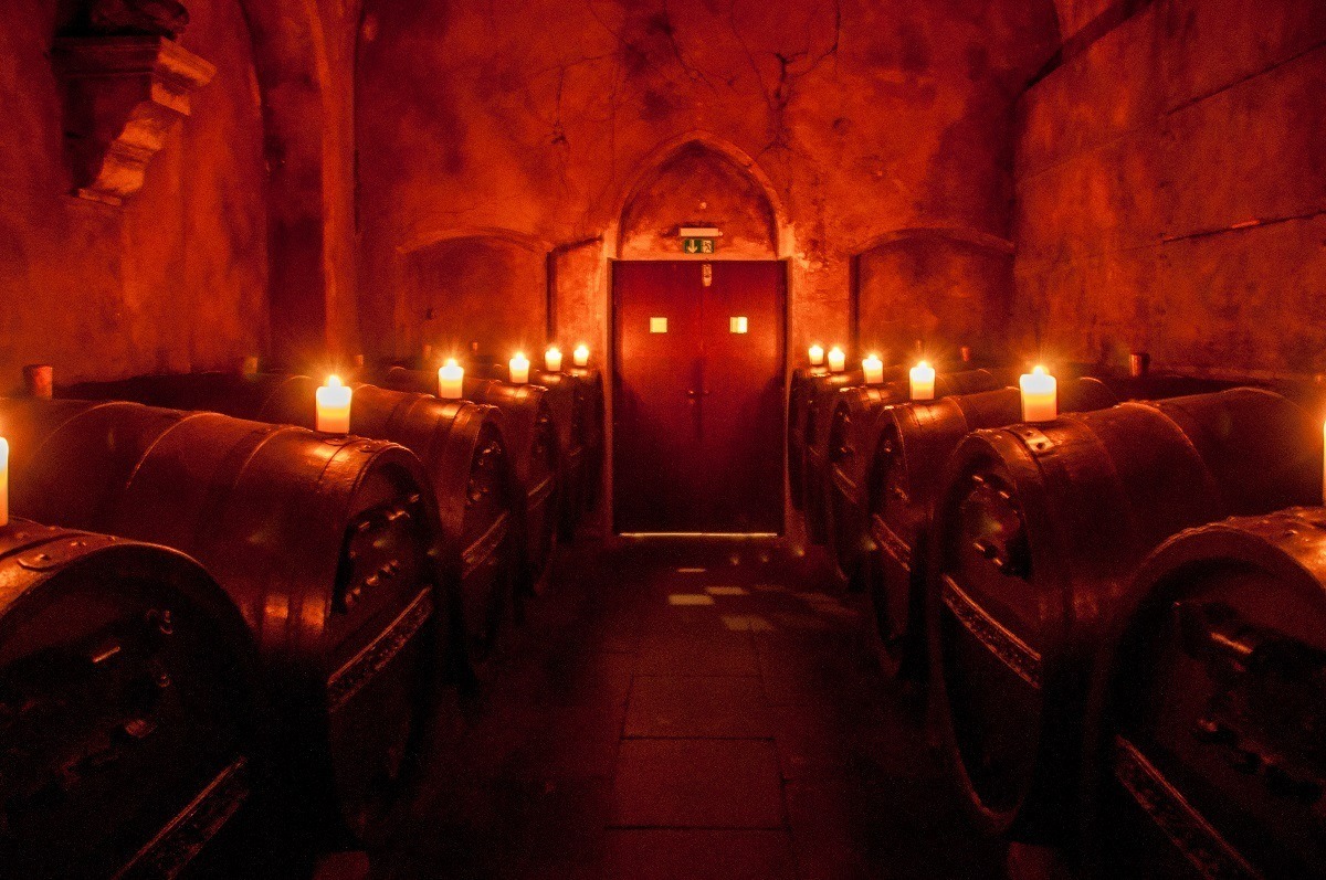 The private room in Bremen's wine cellar is full of wine barrels named after the apostles