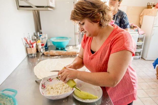 Anita at Risto's Guest House teaching us Macedonian cooking.
