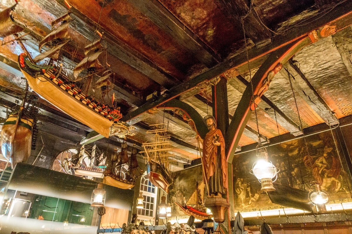 The Schiffergesellschaft restaurant in Lubeck, Germany, is decorating with items related to sailing