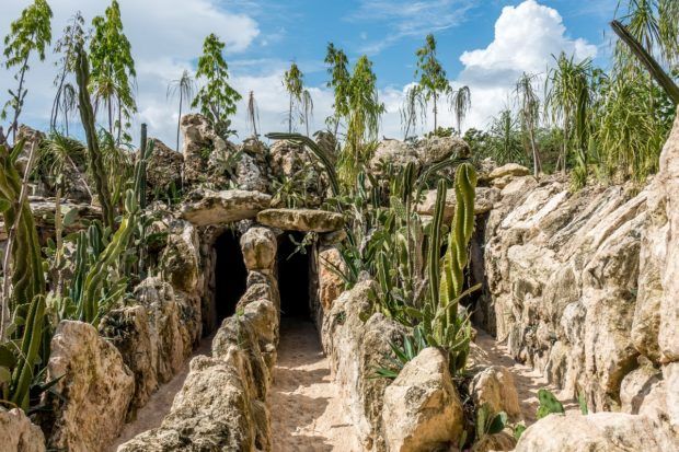The entrance to the mind-bending Xensatorium at Xenses park outside Cancun, Mexico