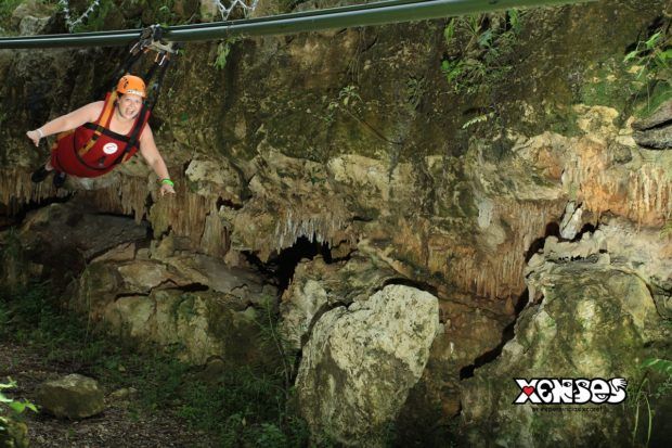 Flying on a horizontal zip line at Xenses park