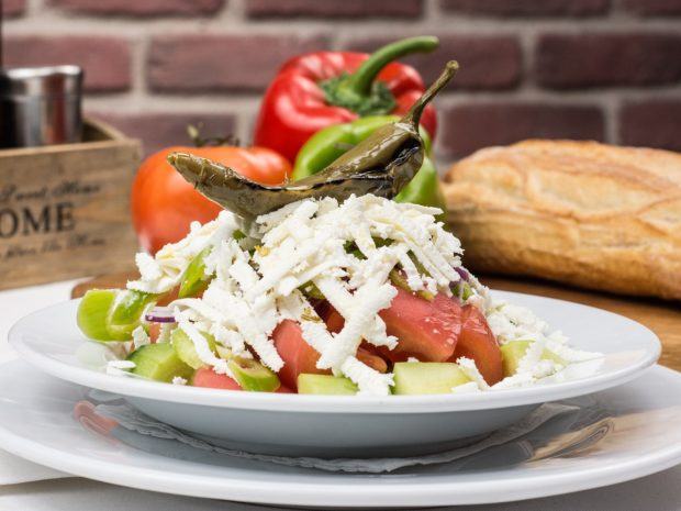 The simple sallate shope is a refreshing Albanian food