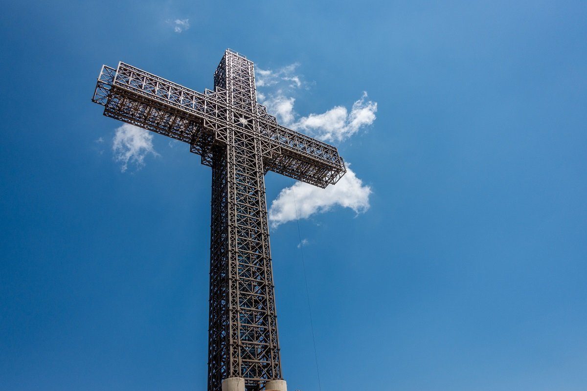 The Millennium Cross in Skopje, Macedonia, commemorates 2000 years of Christianity in Macedonia