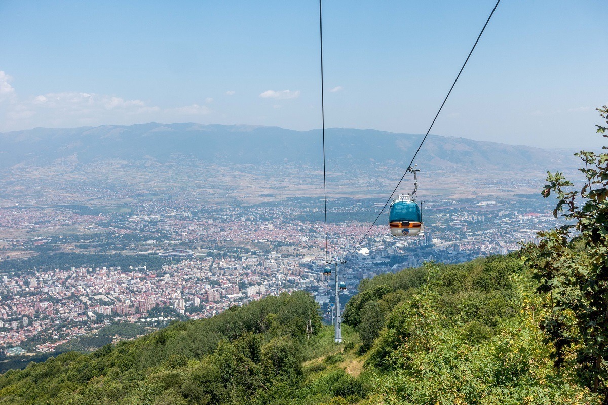 Riding the cable car at Mount Vodno in Skopje is one of the fin things to do in Macedonia
